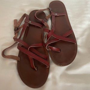 brown leather strappy sandal